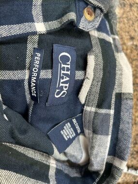 Chaps Navy and White Plaid Performance Shirt